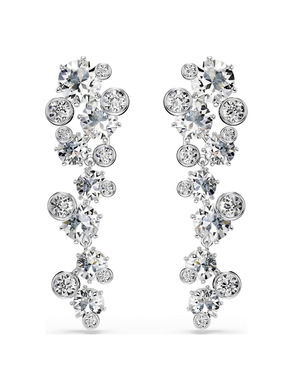 Swarovski Crystal Cascade Drop Earrings - Clear Silver